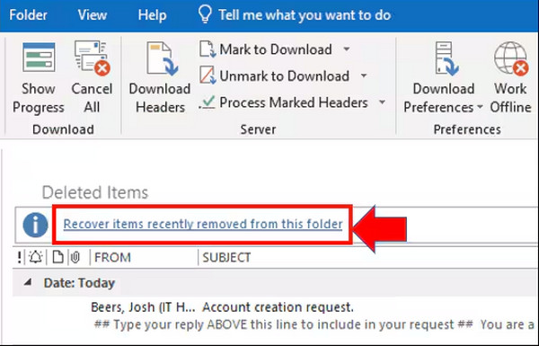 עברו למדור "פריטים שנמחקו"