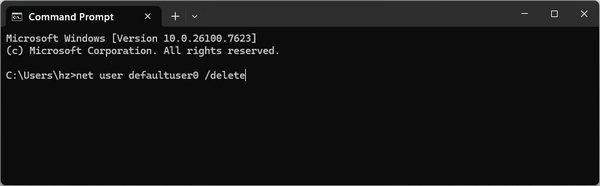 Verwijder het Defaultuser0-account