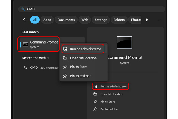 CMD uitvoeren als beheerder