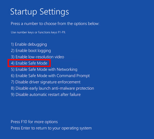 تمكين الوضع الآمن