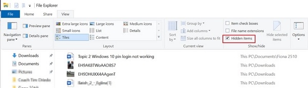 Chế độ xem Trình khám phá tệp