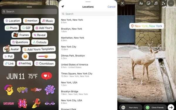 Instagramストーリーに位置情報を追加する