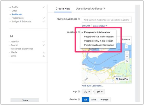 Standort für Facebook Ads ändern
