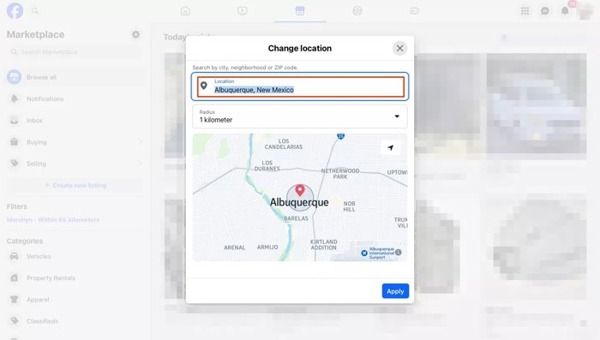 Standort auf der Facebook‑Marketplace‑Website ändern