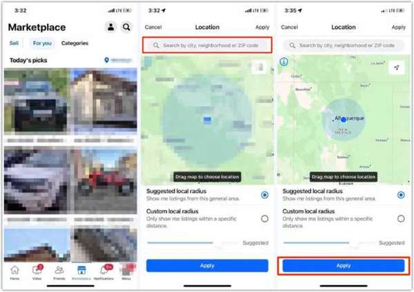 Marketplace‑Standort in der App ändern