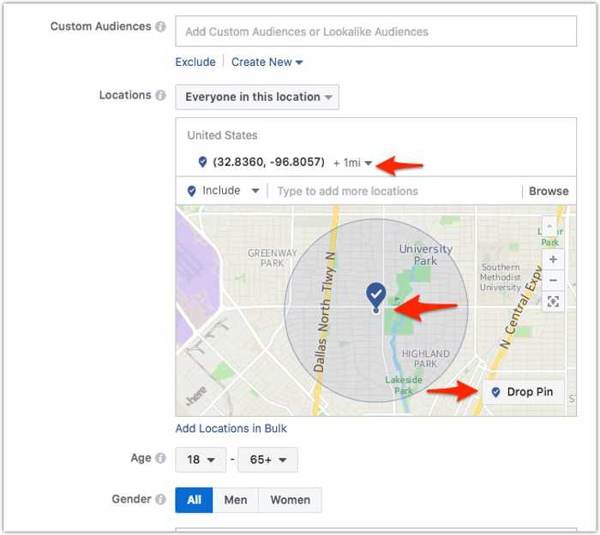 Dein Standort bei Facebook Ads