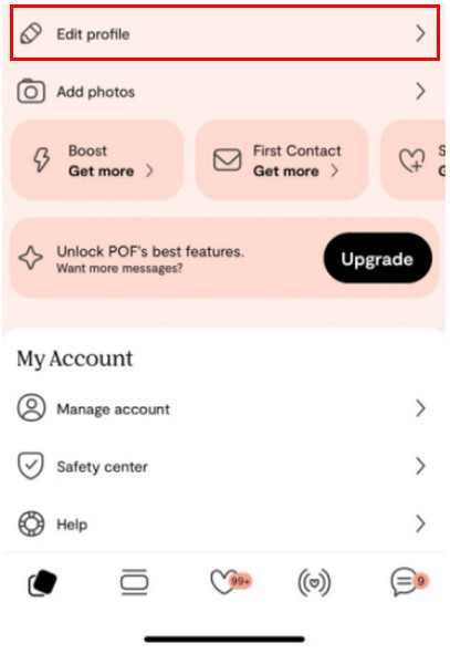 Редактировать профиль Pof