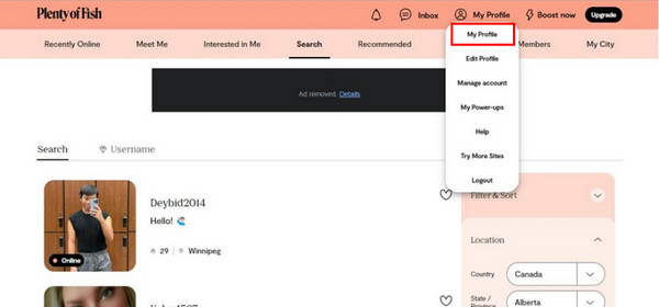 Мой профиль Pof
