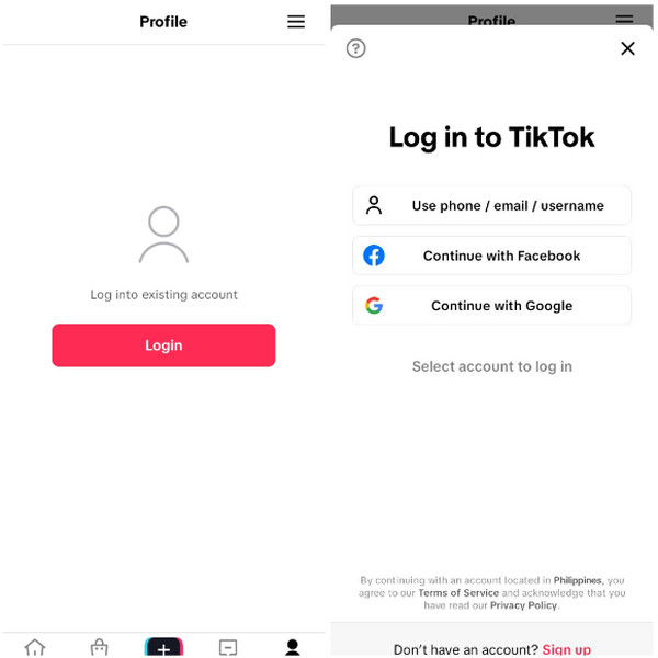 Нажмите кнопку «Войти»