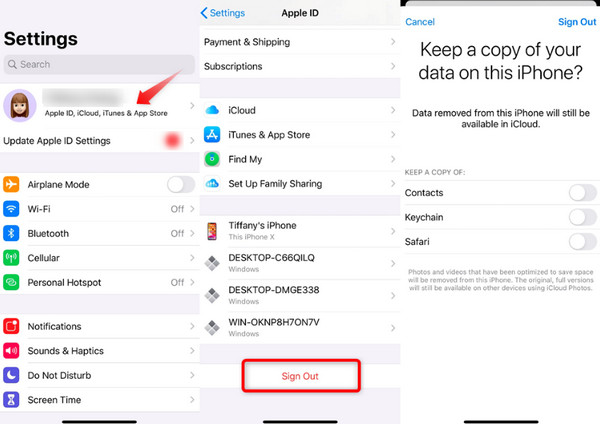 Klepněte na tlačítko Odhlásit se