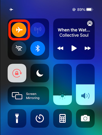 Flugmodus eingeschaltet