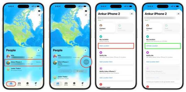 Stop Sharing Location Settings