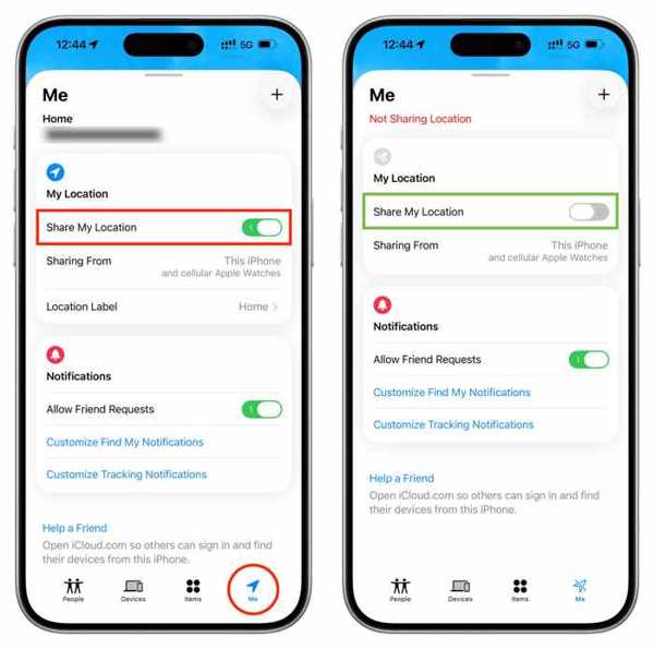 Ngừng chia sẻ vị trí Find My