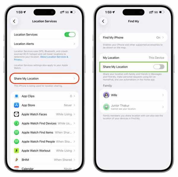 Stop Sharing Location Profile