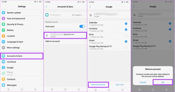 إزالة الحساب