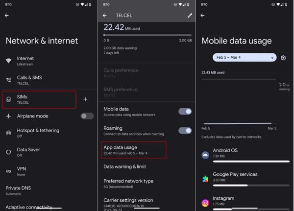 Datennutzung Android
