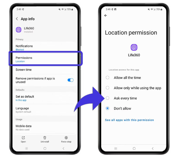 Tắt dịch vụ định vị cho Life360 trên Android
