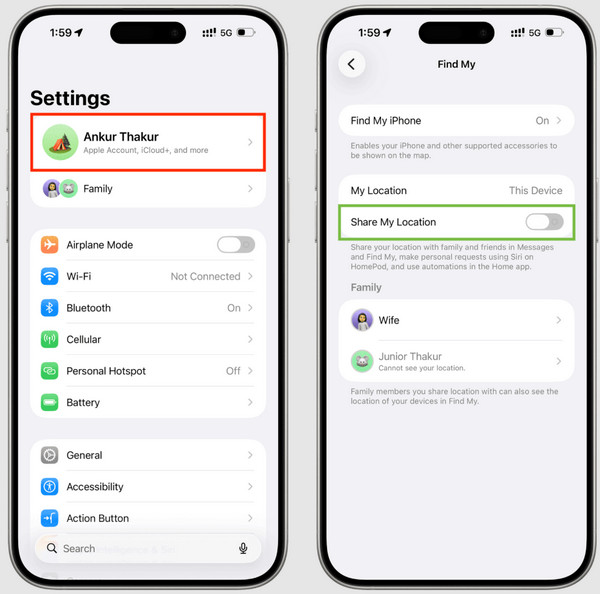 Desactivar compartir ubicación temporalmente