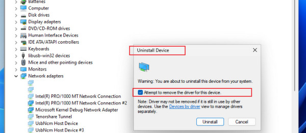 Нажмите кнопку «Удалить».