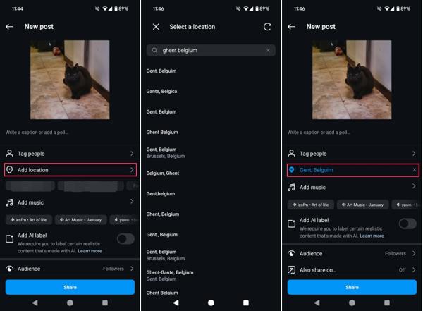 Instagram में लोकेशन जोड़ें