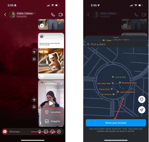 Instagram पर लाइव लोकेशन