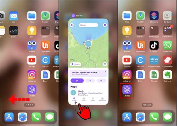 Life360 bezárása iPhone-on