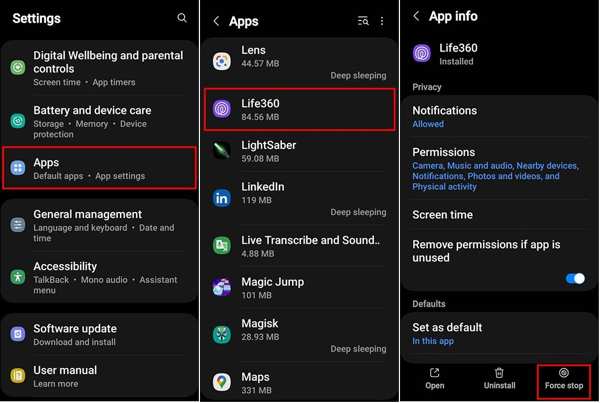 Life360 kényszerített leállítása