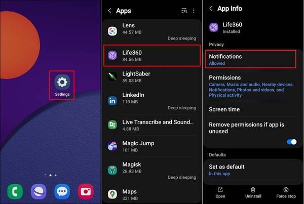 Life360 értesítések Android