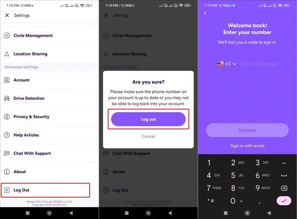 Kijelentkezés a Life360-ból