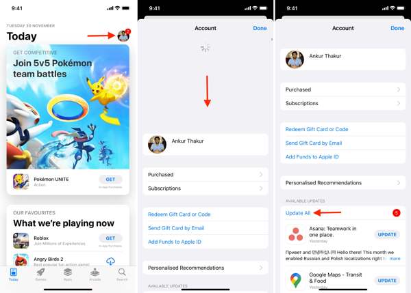 Alkalmazások frissítése iPhone-on