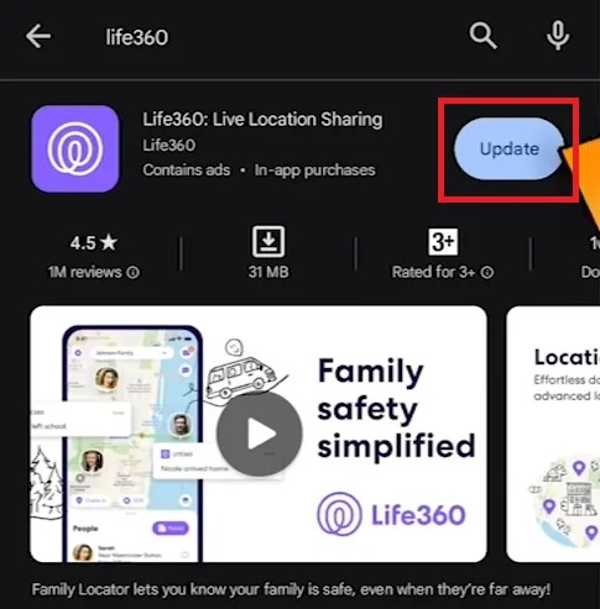 Life360 frissítése Androidon