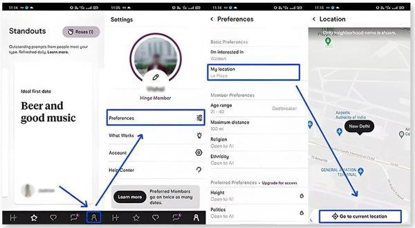 Ändra plats på Hinge