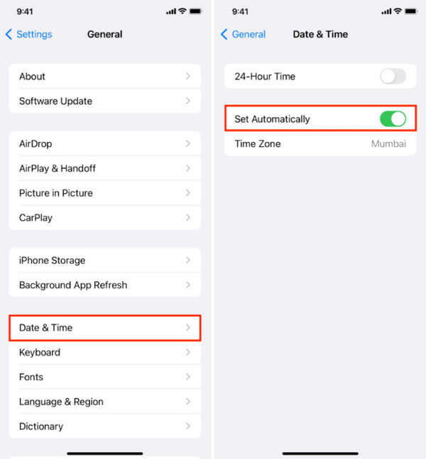 Ketuk Butang Tetapkan Secara Automatik