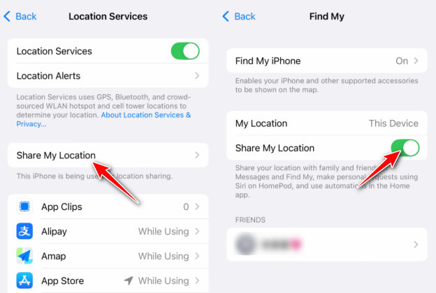 Aktifkan Bagikan Lokasi Saya di Temukan Lokasi Saya