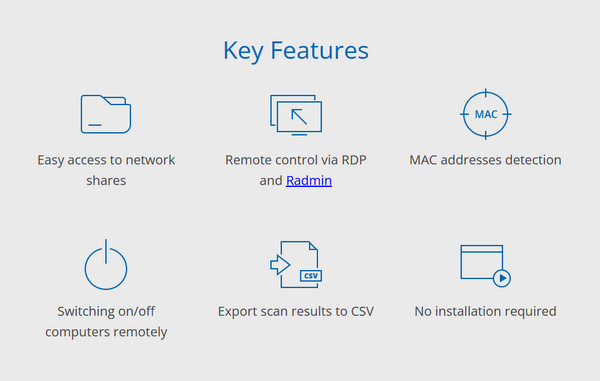Funciones clave de Advanced IP Scanner