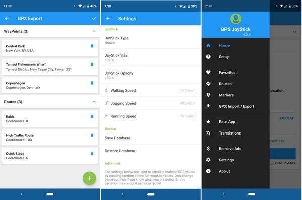 Nastavení joysticku GPS