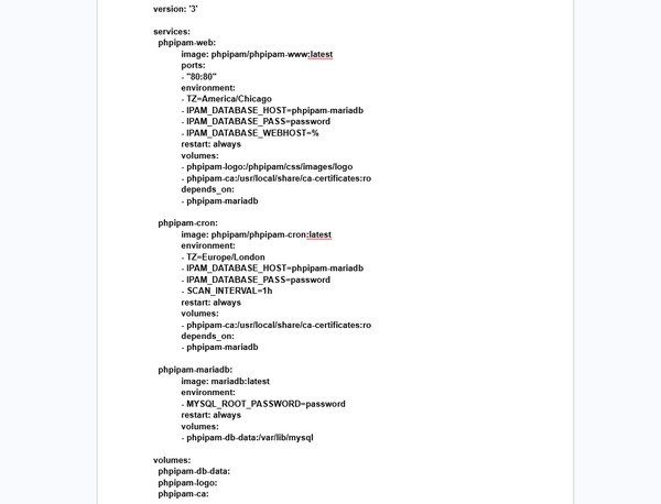 Insert Code to Configure phpIPAM