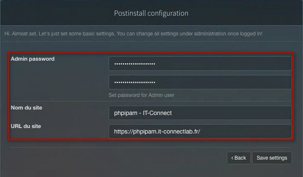 Set Admin Password and Site Title