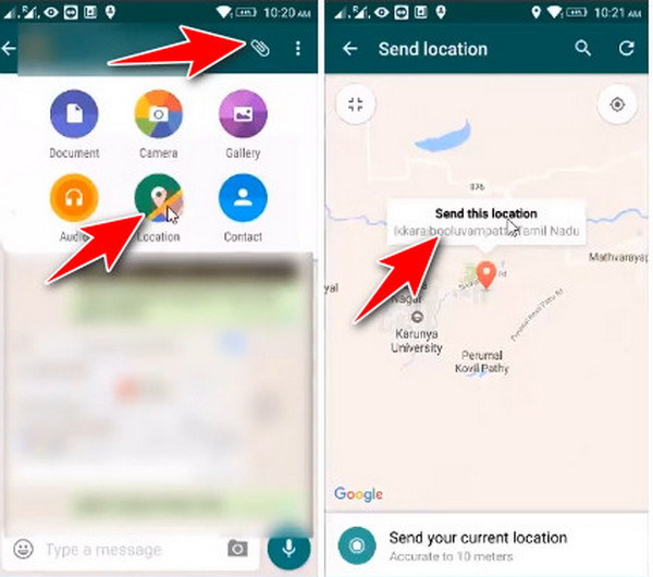 Ketuk Butang Hantar Lokasi Ini