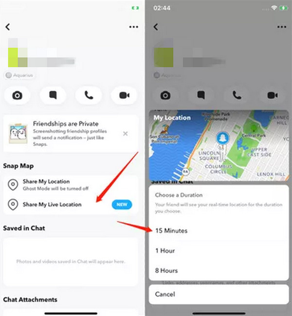 Ketik Butang Kongsi Lokasi Langsung Saya