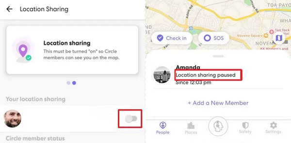 Life260 Circle Konumunu Devre Dışı Bırak