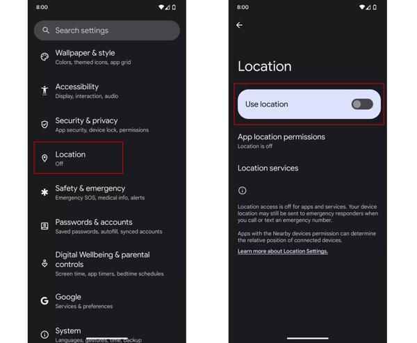 Turn Off Location Services