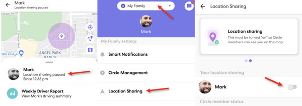 关闭 Life360 中的位置共享