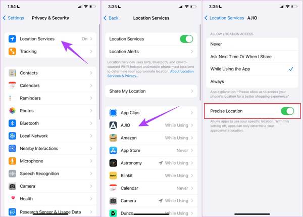 Vị trí chính xác trên iPhone