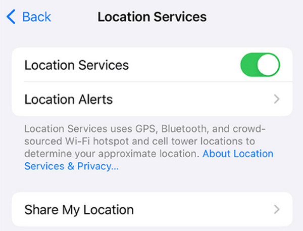 Activa el permiso de ubicación de la app