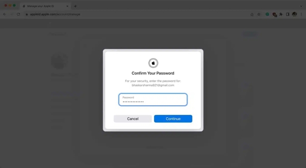 Pokračovat ve změně Apple ID