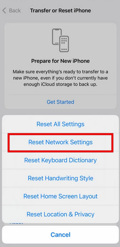 Nulstil netværksindstillinger