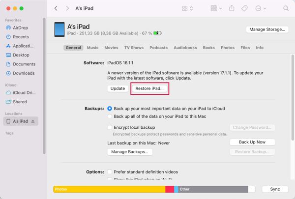 استعادة iPad Finder