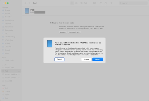 استعادة وضع الاسترداد لجهاز iPad