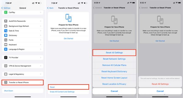 امسح كل الاعدادت